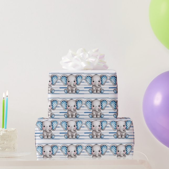 Papel De Presente Chá de fraldas de Bolinhas Elefante Bonito (Presentes para festas)