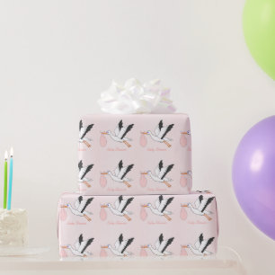 Papel De Presente Chá de fraldas de Design de Stork