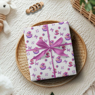 Papel De Presente Chá de fraldas De Dinossauro Bebê Cugado Em Breve