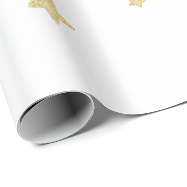 Papel De Presente Chá de fraldas de Estrelas Douradas (Ponta do rolo)