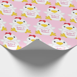 Papel De Presente Chá de fraldas de frango rosa