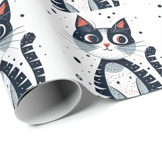 Papel De Presente Chá de fraldas de Gato Gato Gato Gato (Ponta do rolo)