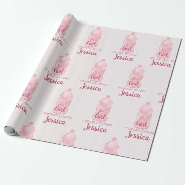 Papel De Presente Chá de fraldas de Glamorous Pink (Desenrolado)