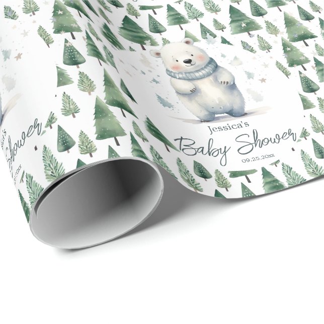 Papel De Presente Chá de fraldas de inverno do Urso de Teddy (Ponta do rolo)