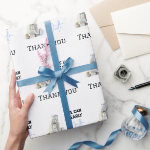 Papel De Presente Chá de fraldas de inverno Polar Bear Blue Boy Espe