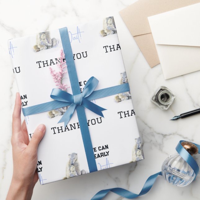 Papel De Presente Chá de fraldas de inverno Polar Bear Blue Boy Espe (Presentear)