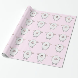 Papel De Presente Chá de fraldas de Ovelha Rosa-doce