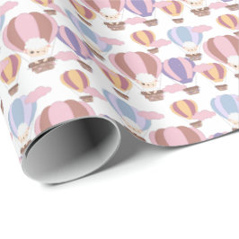 Papel De Presente chá de fraldas de padrão com borrega de bebês boni