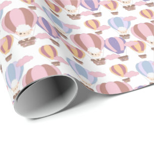 Papel De Presente chá de fraldas de padrão com borrega de bebês boni