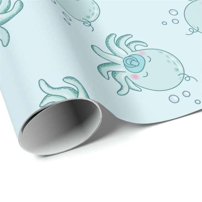 Papel De Presente Chá de fraldas de polvo bonito Kawaii Blue Boy (Ponta do rolo)