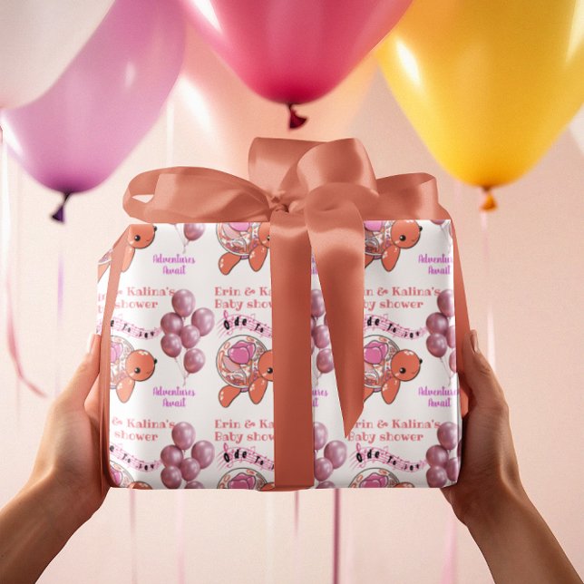 Papel De Presente Chá de fraldas de Tartaruga Custa Personalizado (Criador carregado)