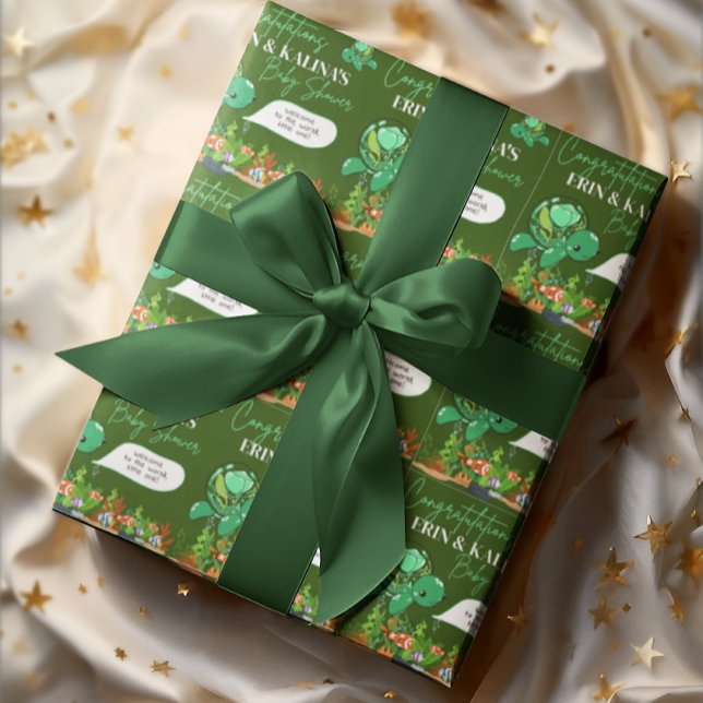Papel De Presente Chá de fraldas de Tartaruga Verde (Criador carregado)