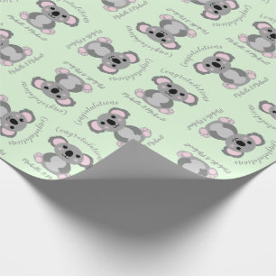 Papel De Presente Chá de fraldas de Urso Koala