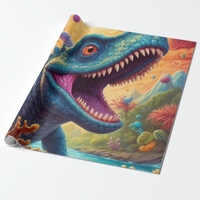 Papel De Presente Chá de fraldas Dino-Mite (Desenrolado)