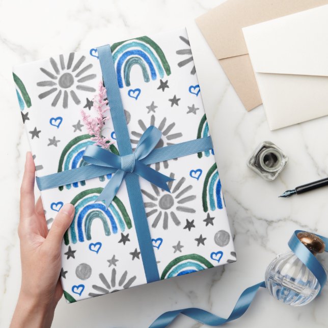 Papel De Presente Chá de fraldas do Rainbow Boho (Presentear)