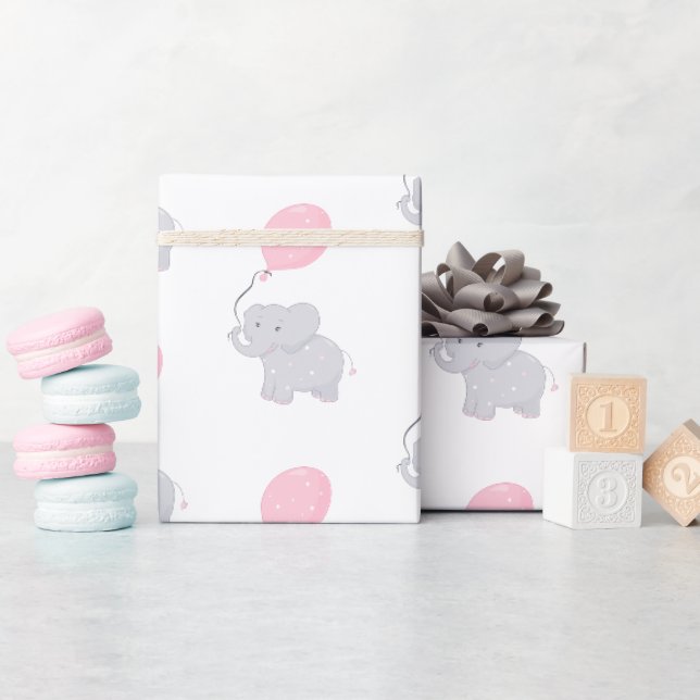 Papel De Presente Chá de fraldas Elefante Bonito (Chá de bebê)
