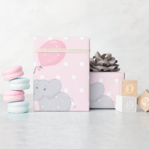 Papel De Presente Chá de fraldas Elefante Bonito Rosa