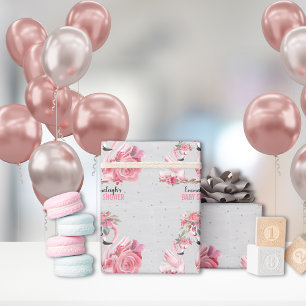 Papel De Presente Chá de fraldas Flamingo Ballerina de Silver Water