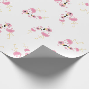 Papel De Presente Chá de fraldas Flamingo Cute Tropical