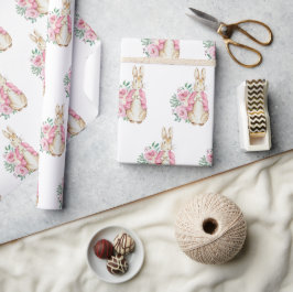 Papel De Presente Chá de fraldas Floral Rosa Beatrix Potter