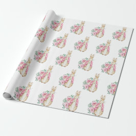 Papel De Presente Chá de fraldas Floral Rosa Beatrix Potter