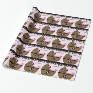 Papel De Presente Chá de fraldas-leopardo-rosa doce