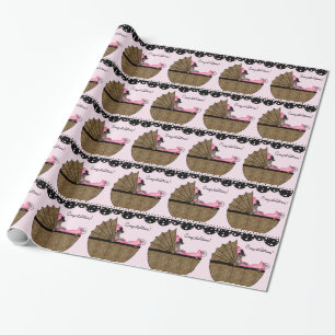 Papel De Presente Chá de fraldas-leopardo-rosa doce