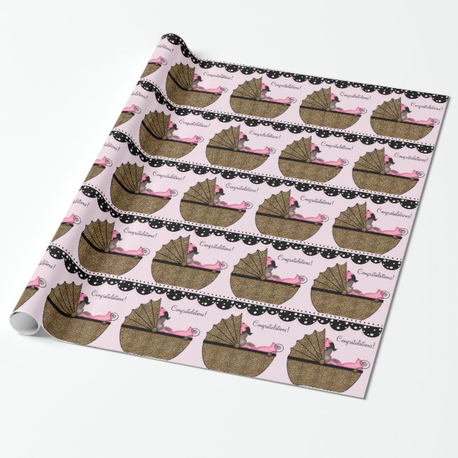Papel De Presente Chá de fraldas-leopardo-rosa-doce (Desenrolado)