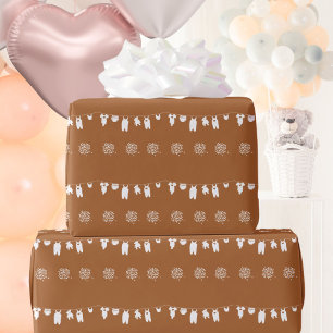 Papel De Presente Chá de fraldas Minimalista Laranja Queimado Boho