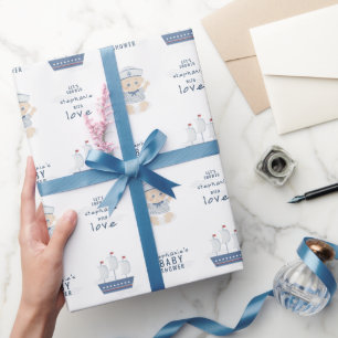 Papel De Presente Chá de fraldas Náutico de Bebê