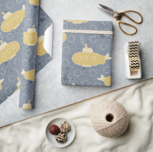 Papel De Presente Chá de fraldas Náutico de Meninos Submarinos Ama