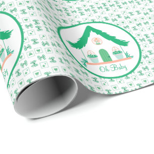 Papel De Presente Chá de fraldas Oh da Casa Verde Personalizada