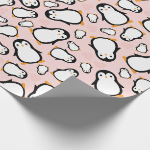 Papel De Presente Chá de fraldas Pinguim Rosa