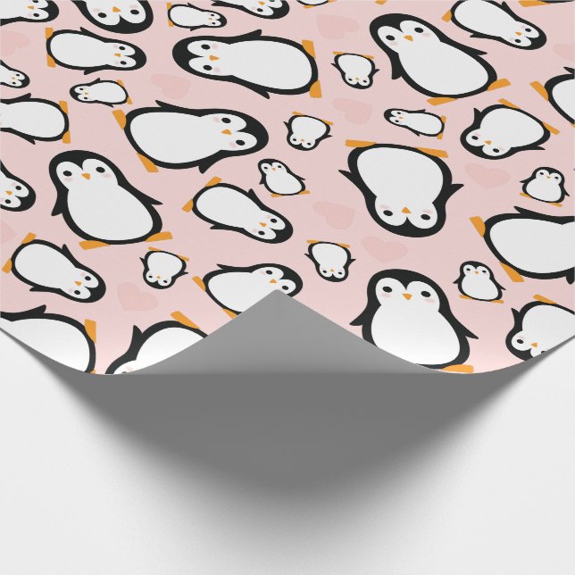 Papel De Presente Chá de fraldas Pinguim Rosa (Ponta)