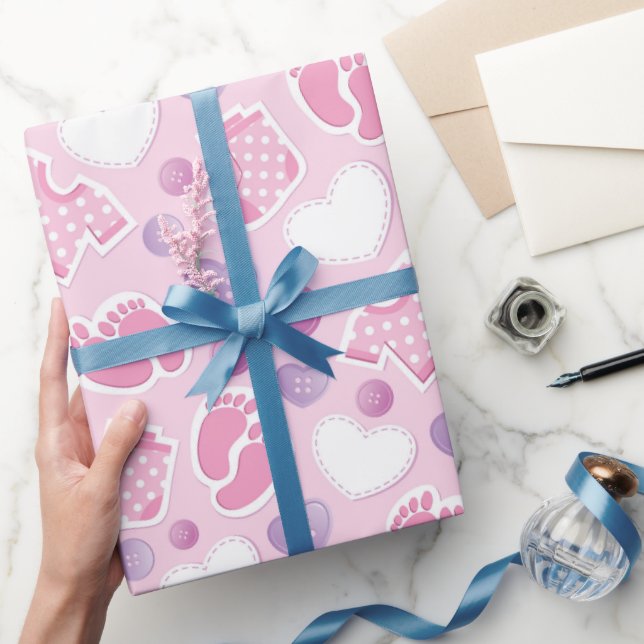 Papel De Presente Chá de fraldas rosa (Presentear)