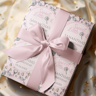 Papel De Presente Chá de fraldas Rosa Docinho Doce Pequeno