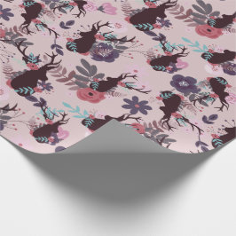Papel De Presente Chá de fraldas Rustic Deer Head Mauve Floral