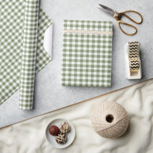 Papel De Presente Chá de fraldas Sage Green Gingham Convite e Arcos