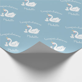 Papel De Presente Chá de fraldas Swan Blue Boy