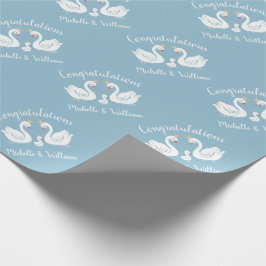 Papel De Presente Chá de fraldas Swan Blue Boy