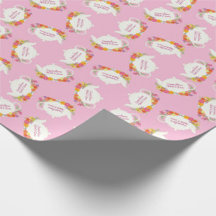Papel De Presente Chá de fraldas Tea Party Teapot Primavera Floral