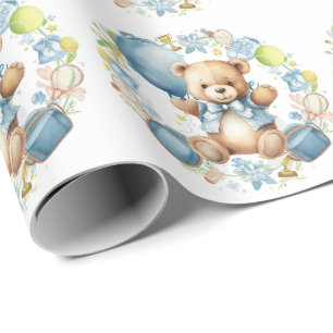 Papel De Presente Chá de fraldas tênis para o Bebê Menino Blue Temed