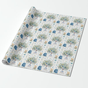 Papel De Presente Chá de fraldas tênis para o Bebê Menino Blue Temed