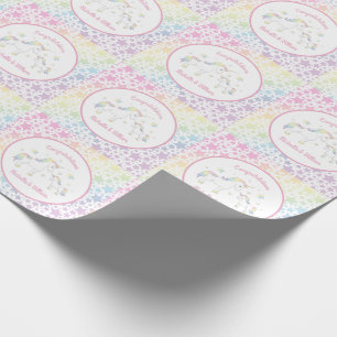 Papel De Presente Chá de fraldas Unicorn Rainbow Pastel