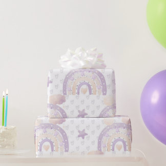 Papel De Presente Chá de Ivory Boho Rainbow Baby Girl