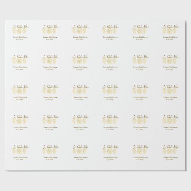 Papel De Presente Chá de noiva amarelo limão La Dolce Vita pastel bo (Aberto)