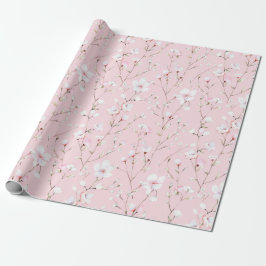 Papel De Presente Chá de Noiva com Flores Brancas e Rosas Lindas