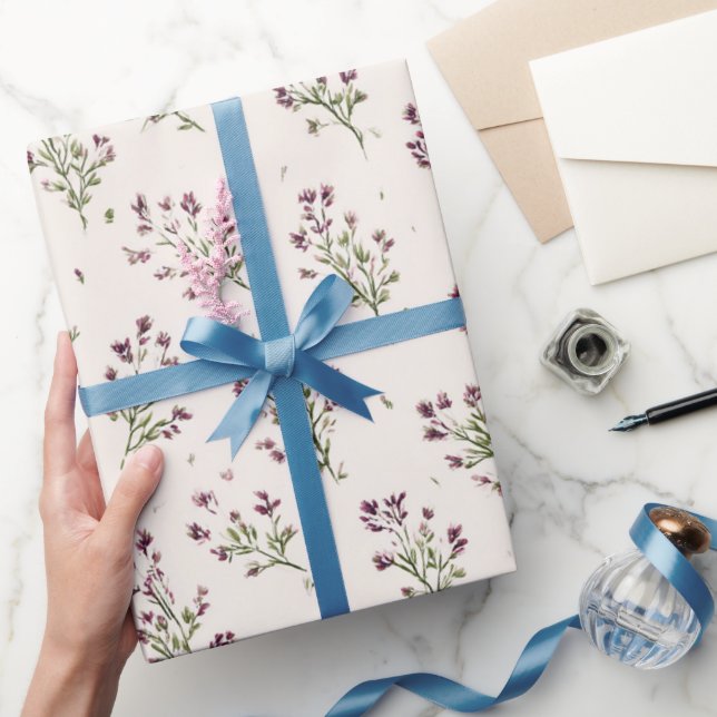 Papel De Presente Chá de Noiva com Flores Roxas Lindas (Presentear)