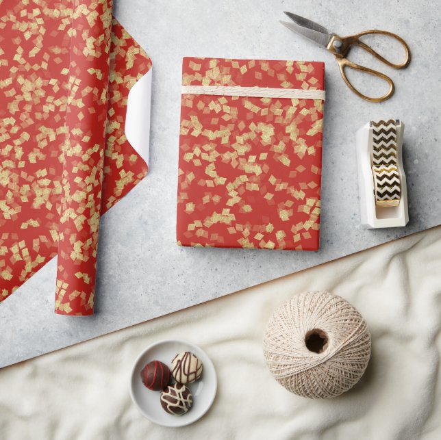 Papel De Presente Chá de Noiva Confete Dourado Vermelho (Artesanato)