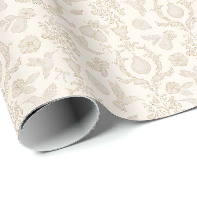 Papel De Presente Chá de Noiva Dourado Perfeito Pêra País Francês (Ponta do rolo)